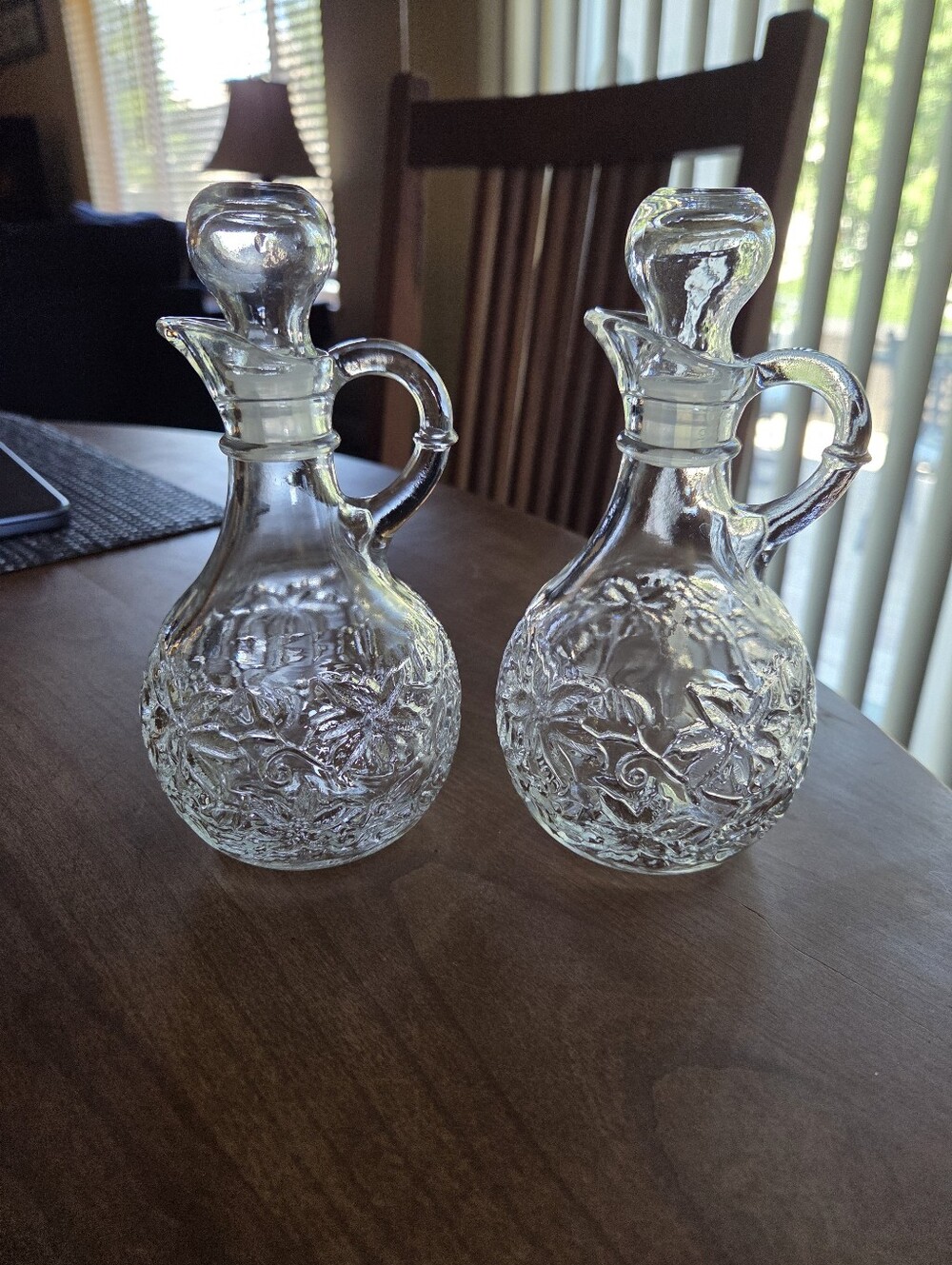 Princess House Oil And Vinegar Cruets In The "Fantasia" Pattern